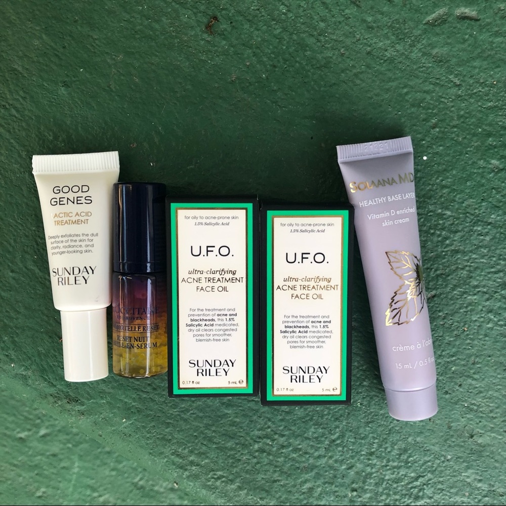 Sunday Riley + loccitane mini bundle (free moisturizer)